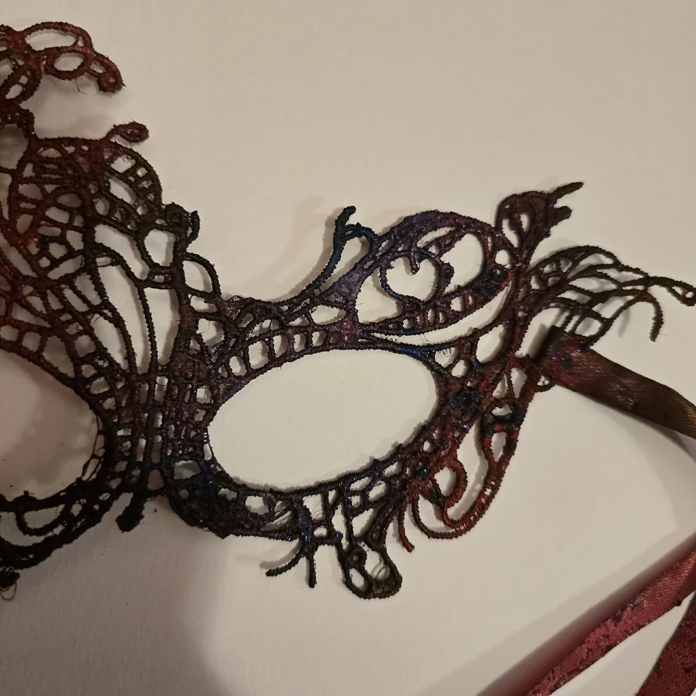 HANDCRAFTED Upcycled Lace Eye Mask HANDPAINTED Festival Mask Comic Con Sexy Play